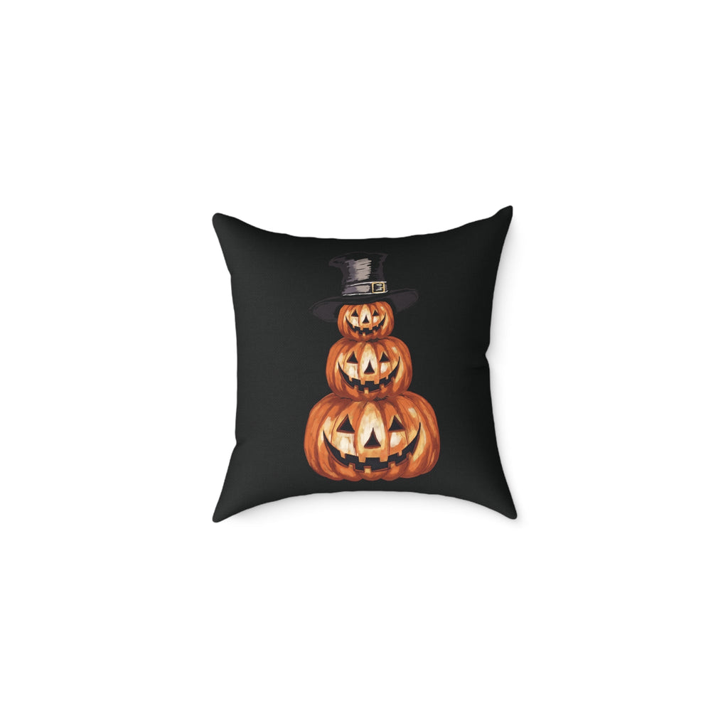 Halloween Jack O’ Lantern Pumpkin Stack Pillow — Orange Jack - O' - Lantern Decorative Cushion - Blue Cava