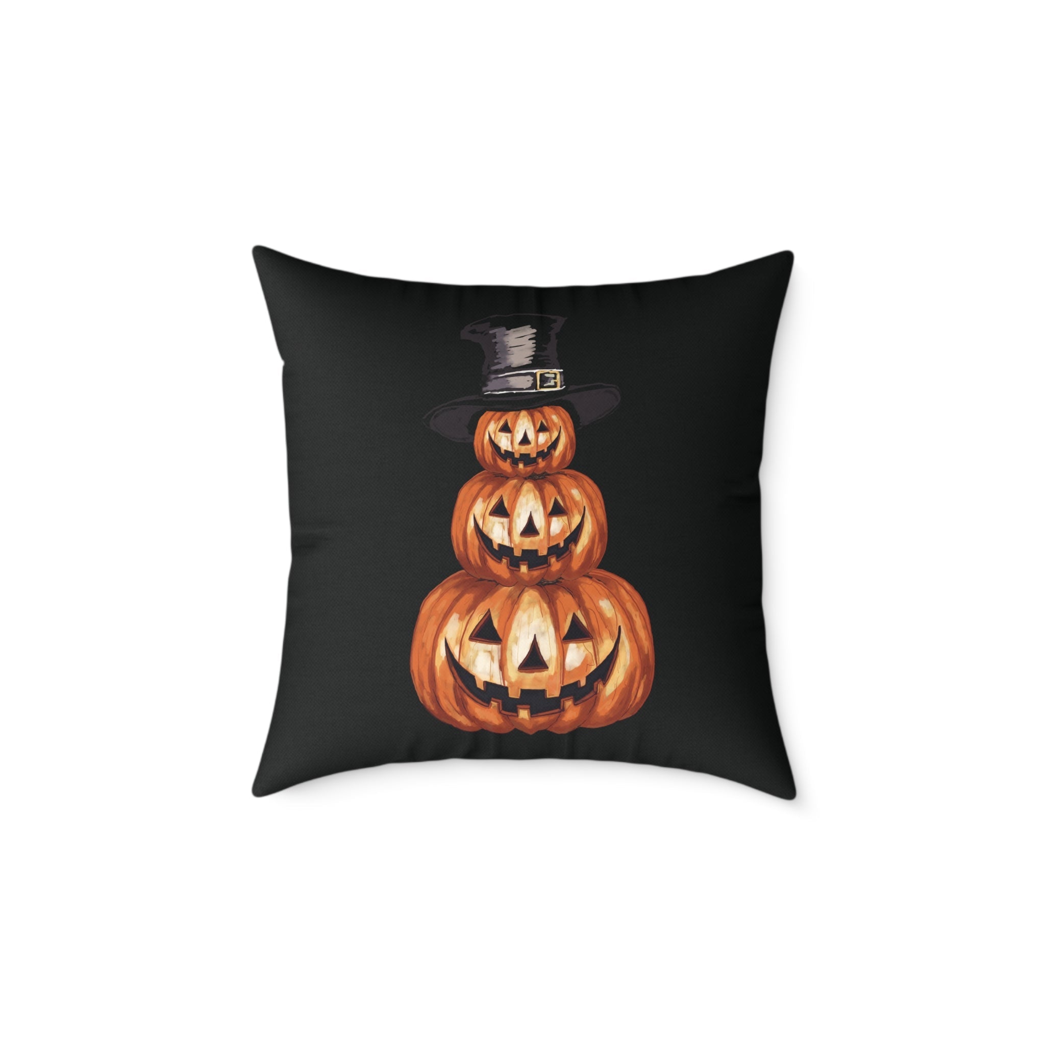 Halloween Jack O’ Lantern Pumpkin Stack Pillow — Orange Jack - O' - Lantern Decorative Cushion - Blue Cava