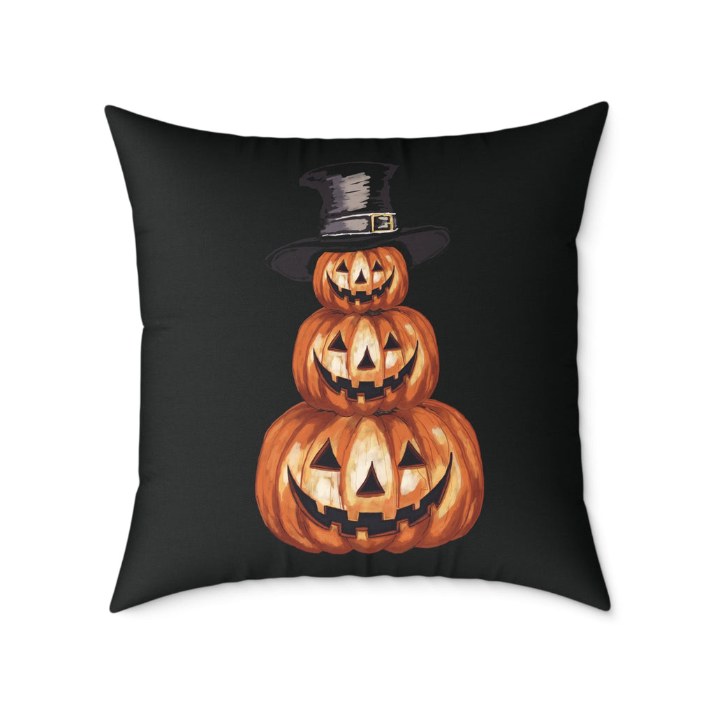 Halloween Jack O’ Lantern Pumpkin Stack Pillow — Orange Jack - O' - Lantern Decorative Cushion - Blue Cava