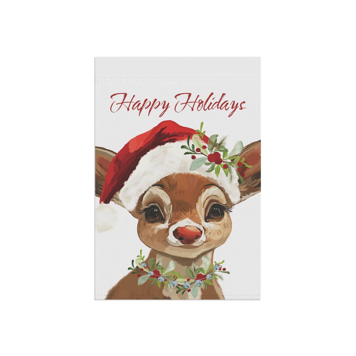 Happy Holidays Reindeer Garden Flag — Christmas Holiday Decor - Blue Cava
