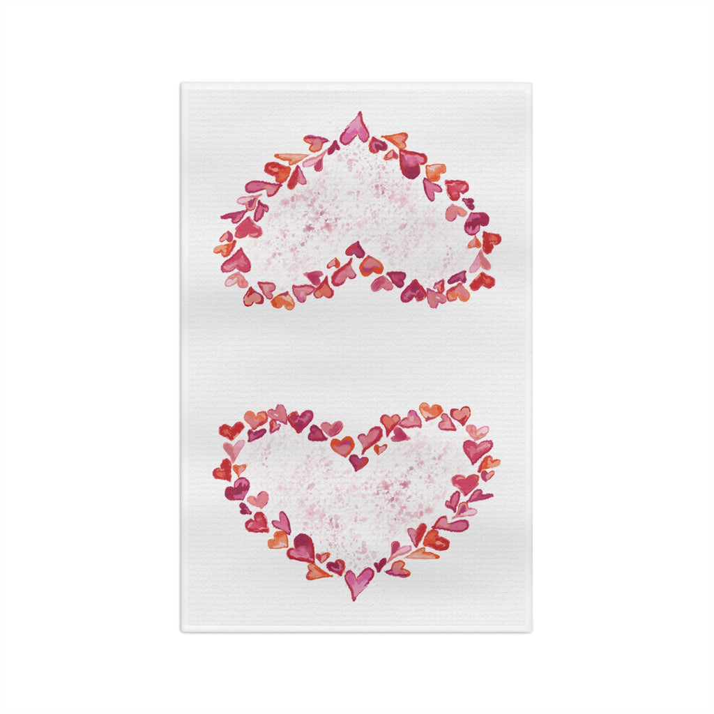 Heart of Hearts Microfiber Waffle Kitchen Towel - Blue Cava