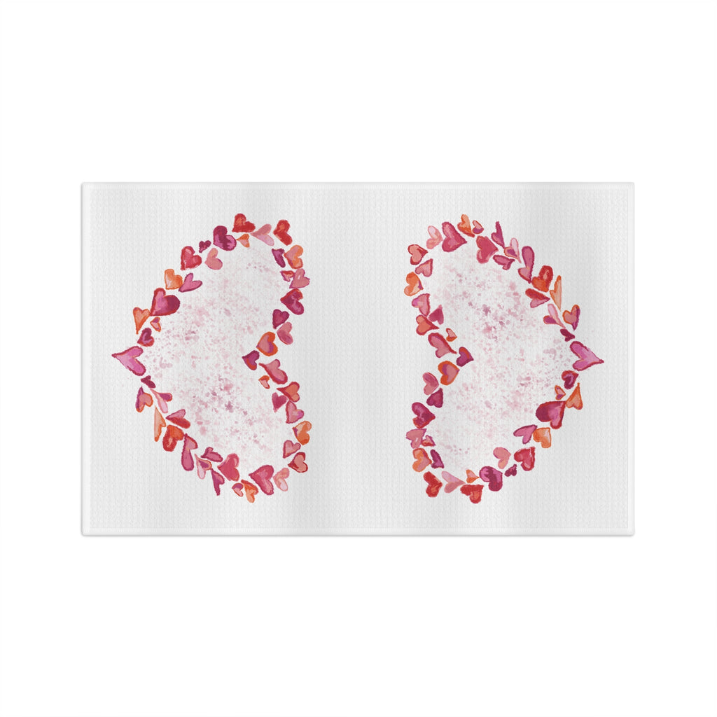 Heart of Hearts Microfiber Waffle Kitchen Towel - Blue Cava