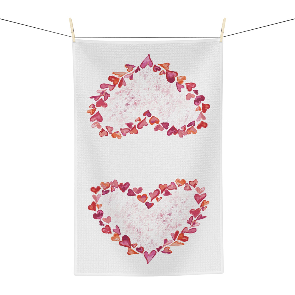 Heart of Hearts Microfiber Waffle Kitchen Towel - Blue Cava