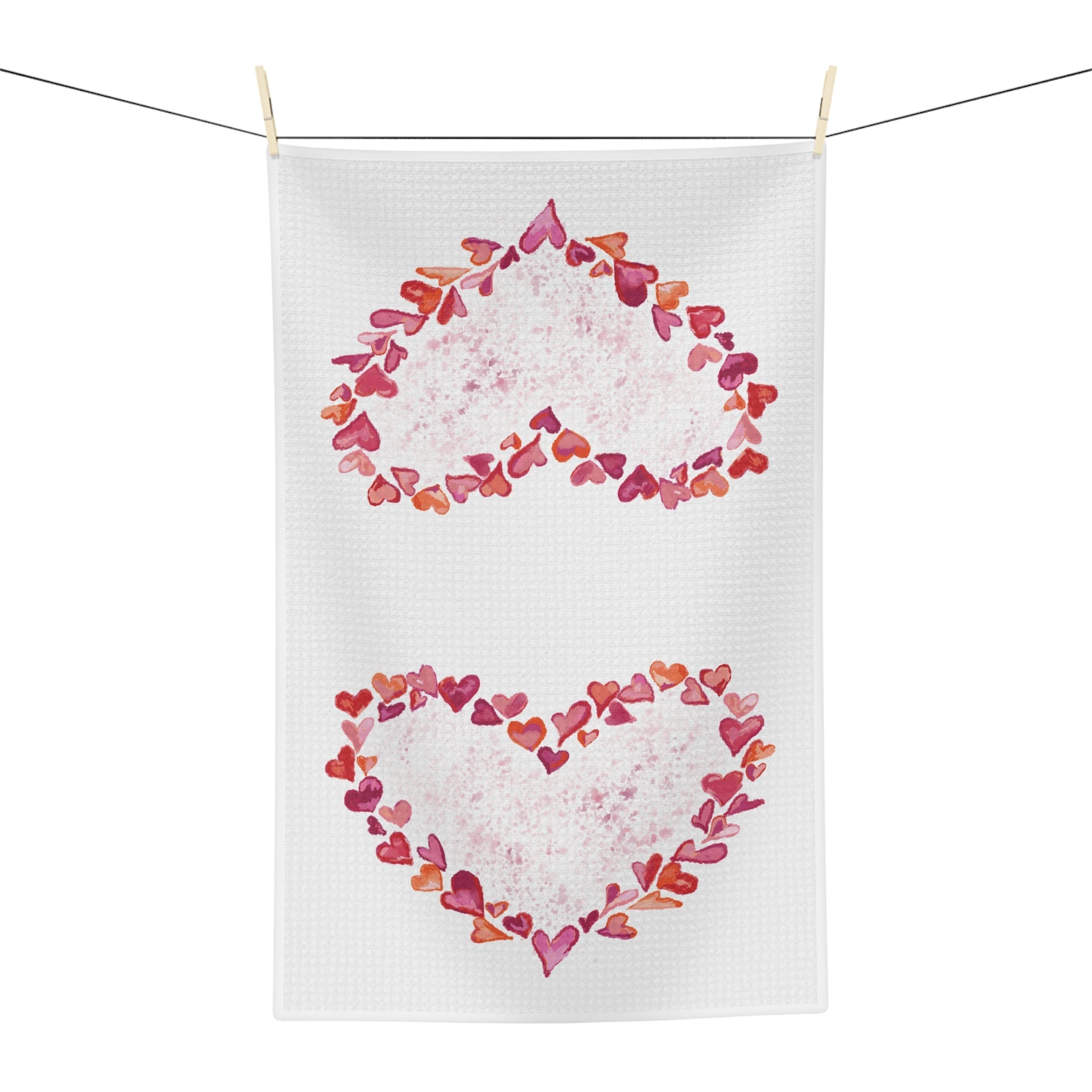 Heart of Hearts Microfiber Waffle Kitchen Towel - Blue Cava