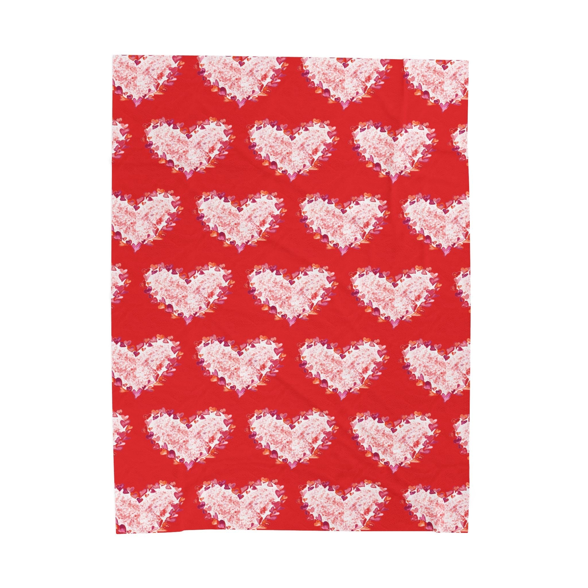 Heart Of Hearts Plush Blanket – Red Velveteen Cozy Throw - Blue Cava