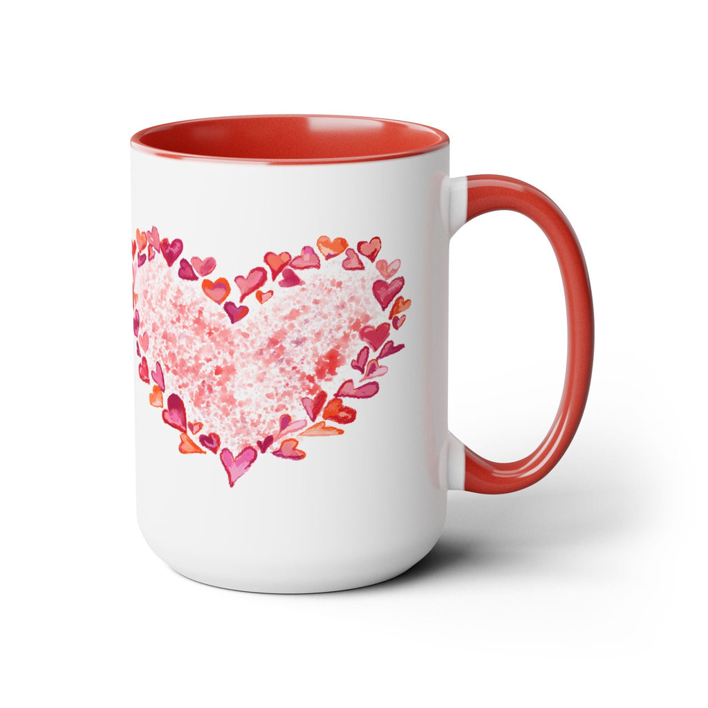 Heart of Hearts Two - Tone Ceramic Coffee Mugs, 15oz - Blue Cava