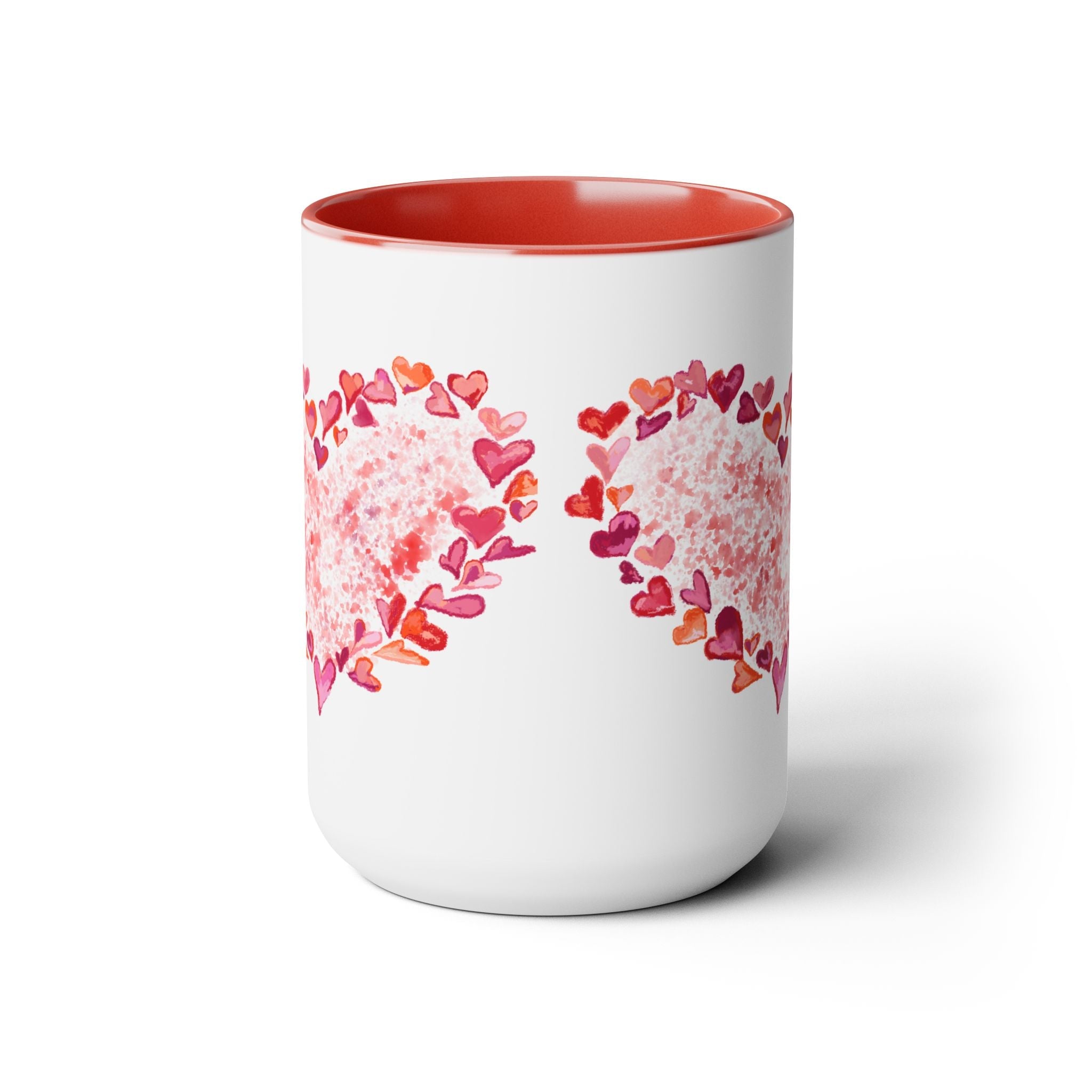 Heart of Hearts Two - Tone Ceramic Coffee Mugs, 15oz - Blue Cava