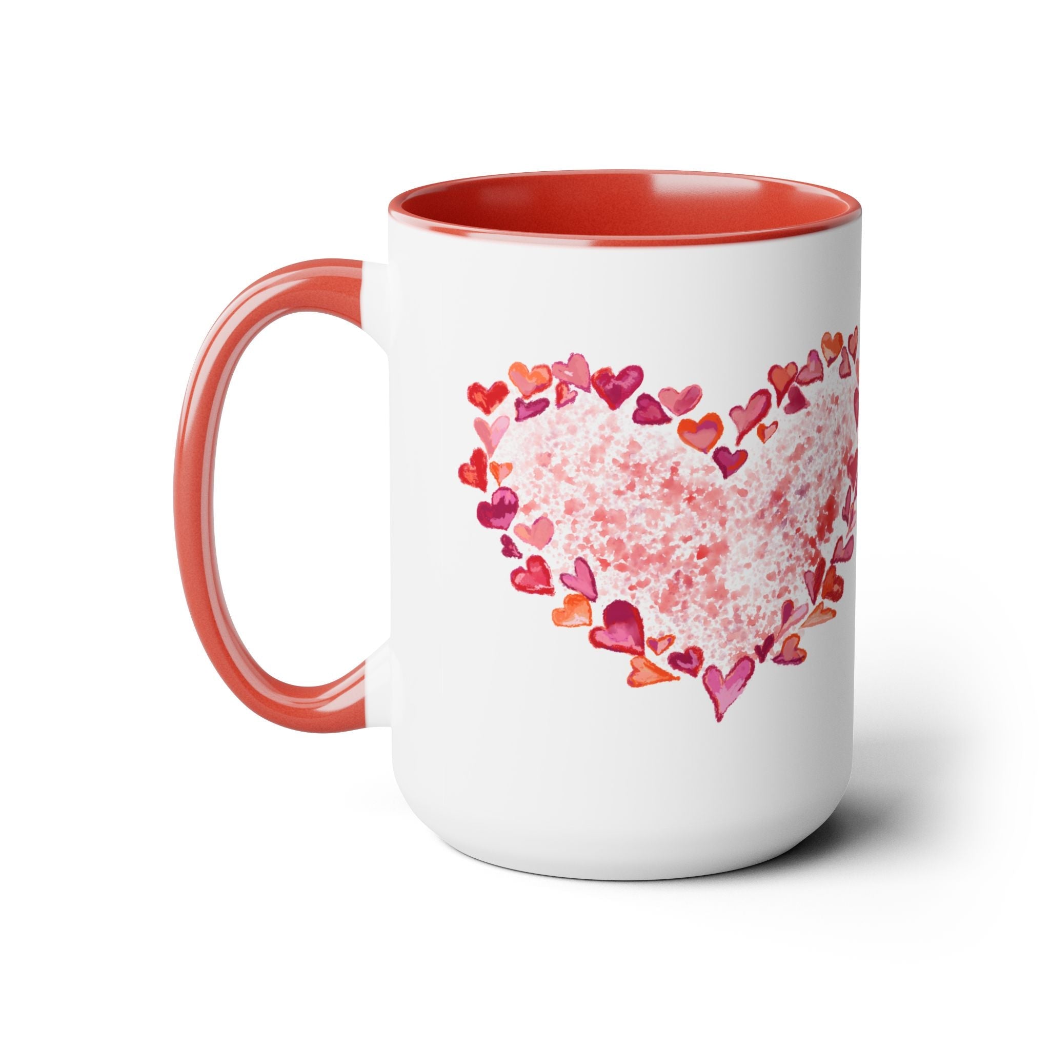 Heart of Hearts Two - Tone Ceramic Coffee Mugs, 15oz - Blue Cava