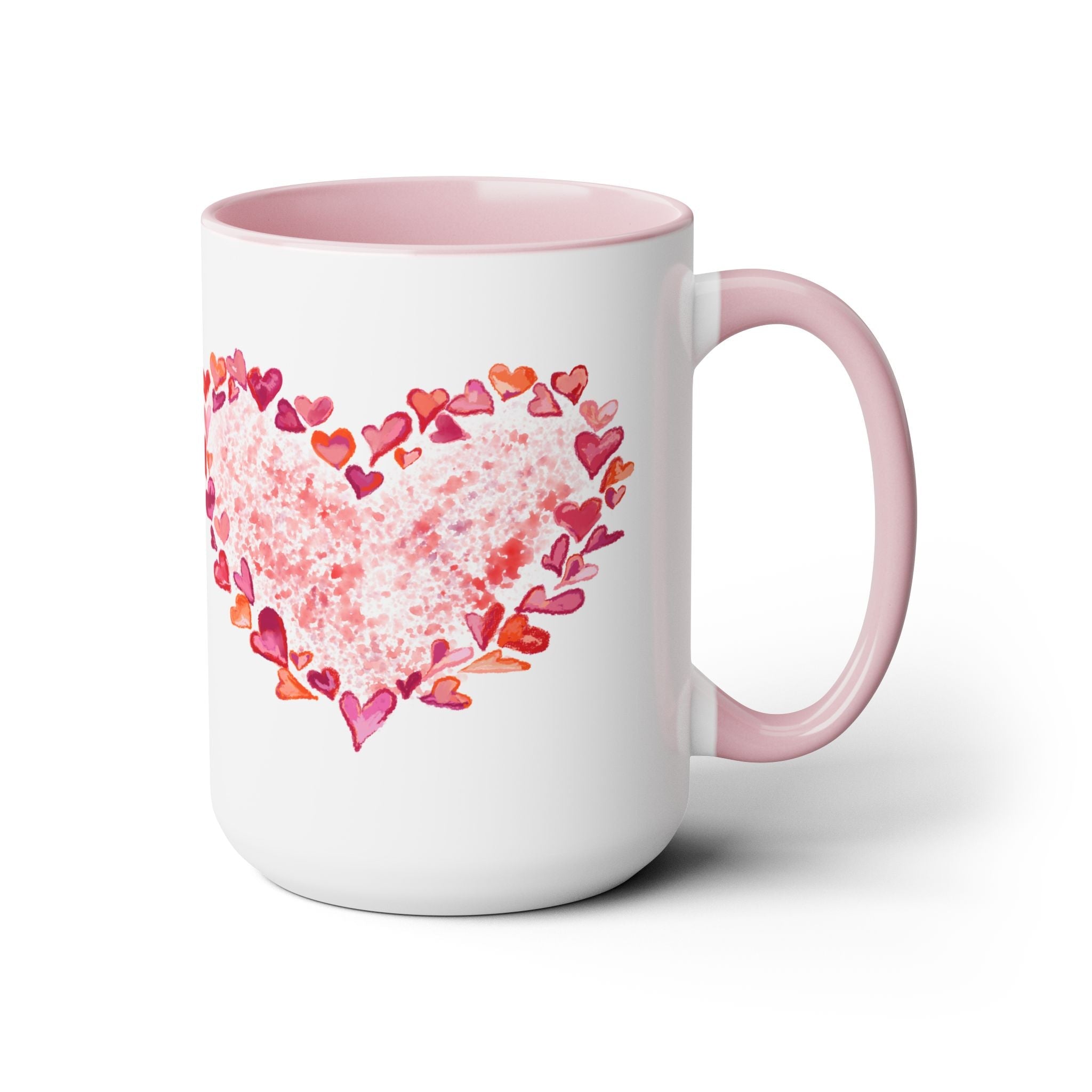 Heart of Hearts Two - Tone Ceramic Coffee Mugs, 15oz - Blue Cava