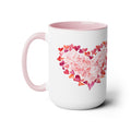 Heart of Hearts Two - Tone Ceramic Coffee Mugs, 15oz - Blue Cava