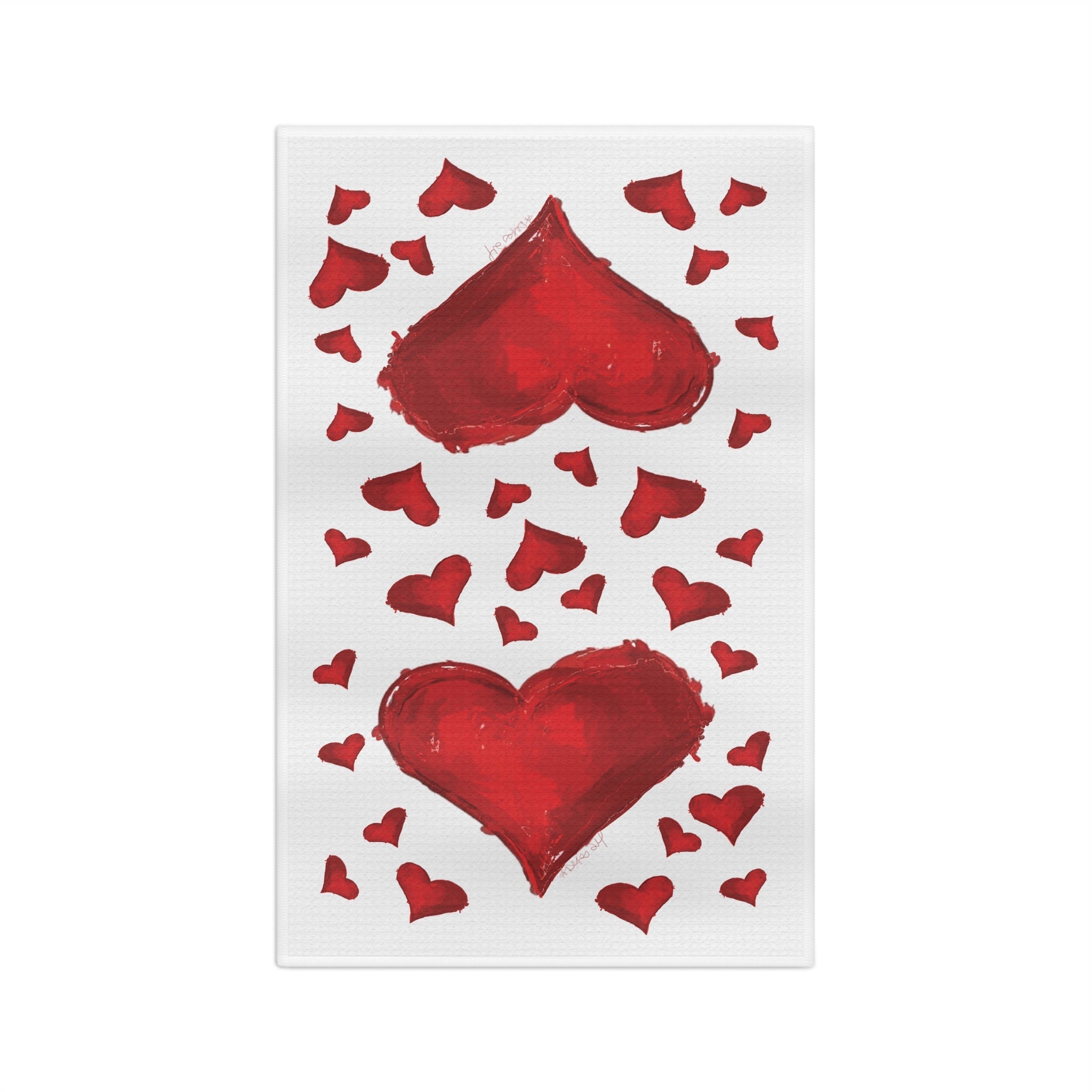 Hearts Microfiber Waffle Kitchen Towel - Blue Cava