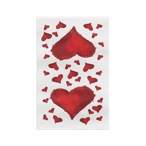 Hearts Microfiber Waffle Kitchen Towel - Blue Cava