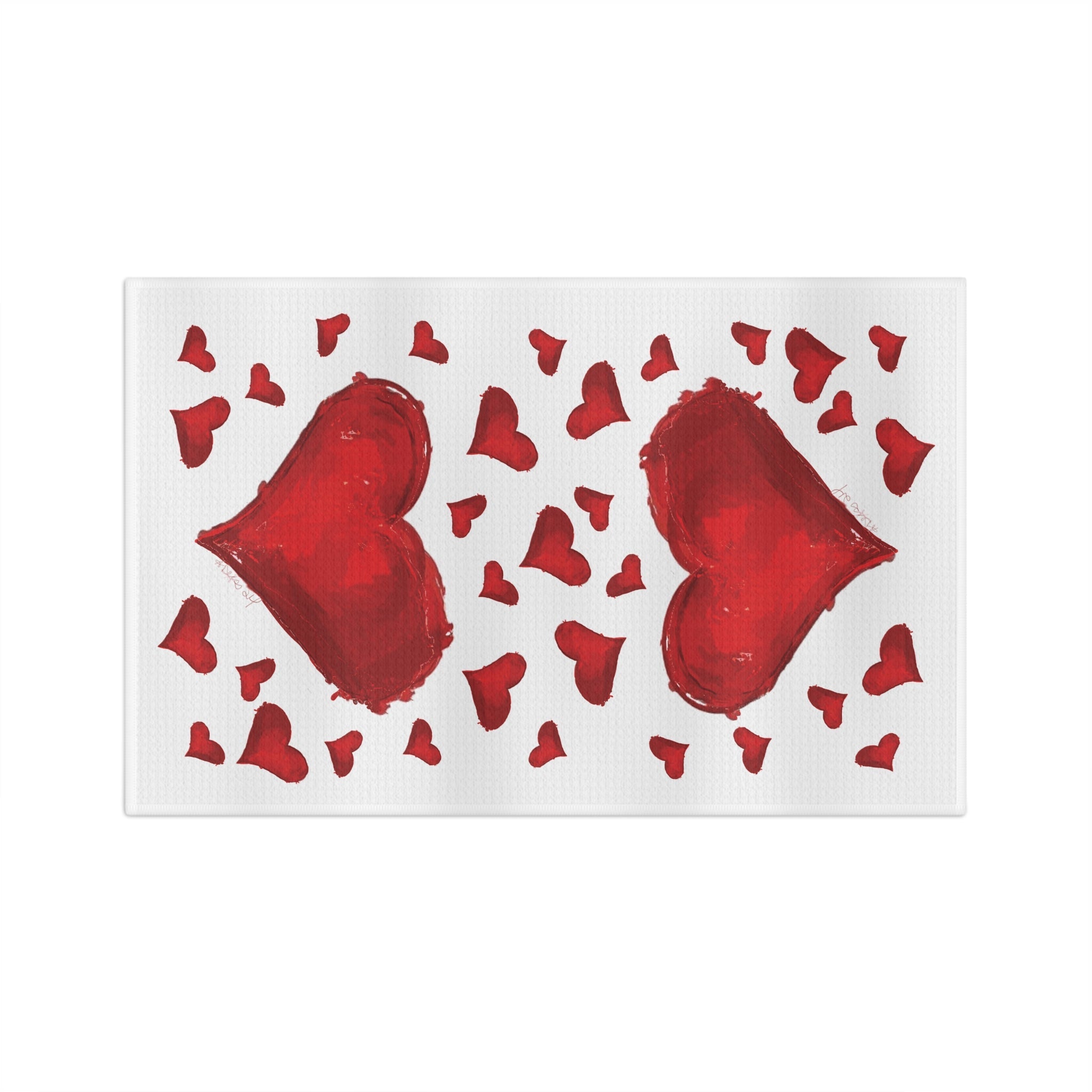 Hearts Microfiber Waffle Kitchen Towel - Blue Cava