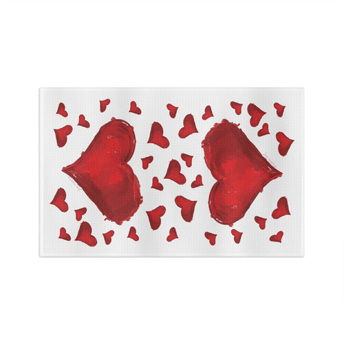 Hearts Microfiber Waffle Kitchen Towel - Blue Cava