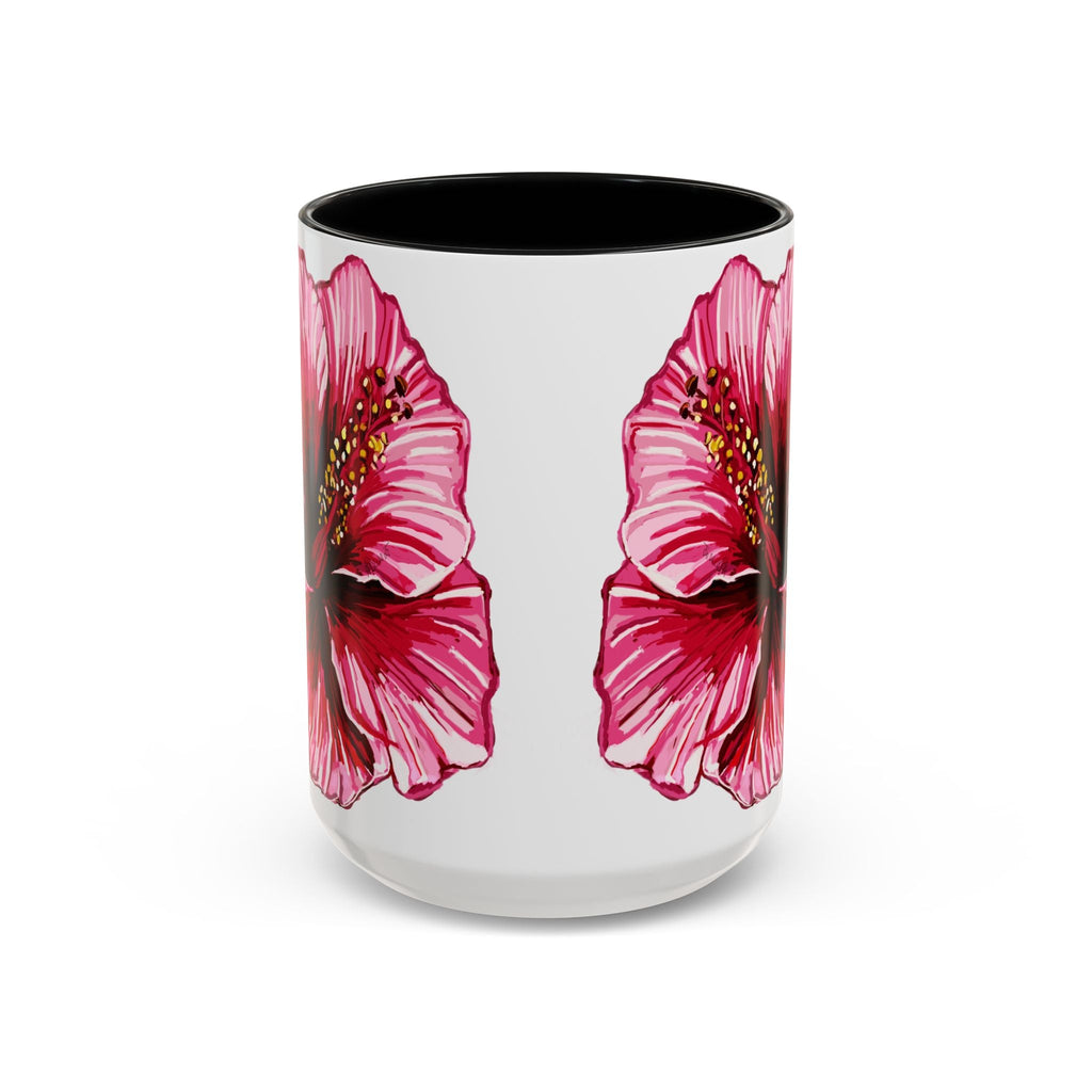 Hibiscus Floral Two Tone Ceramic Coffee Mugs - Blue Cava
