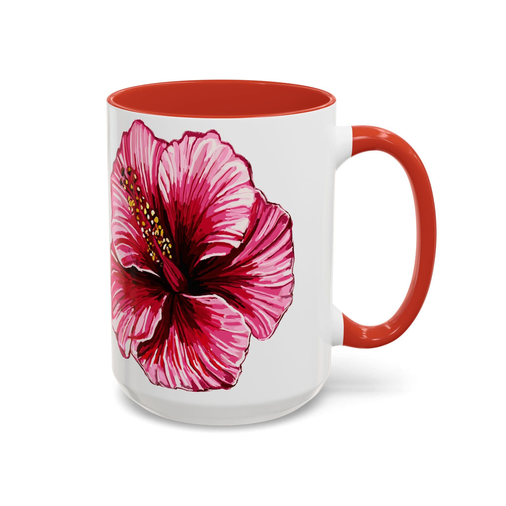 Hibiscus Floral Two Tone Ceramic Coffee Mugs - Blue Cava