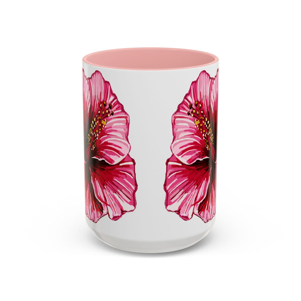Hibiscus Floral Two Tone Ceramic Coffee Mugs - Blue Cava