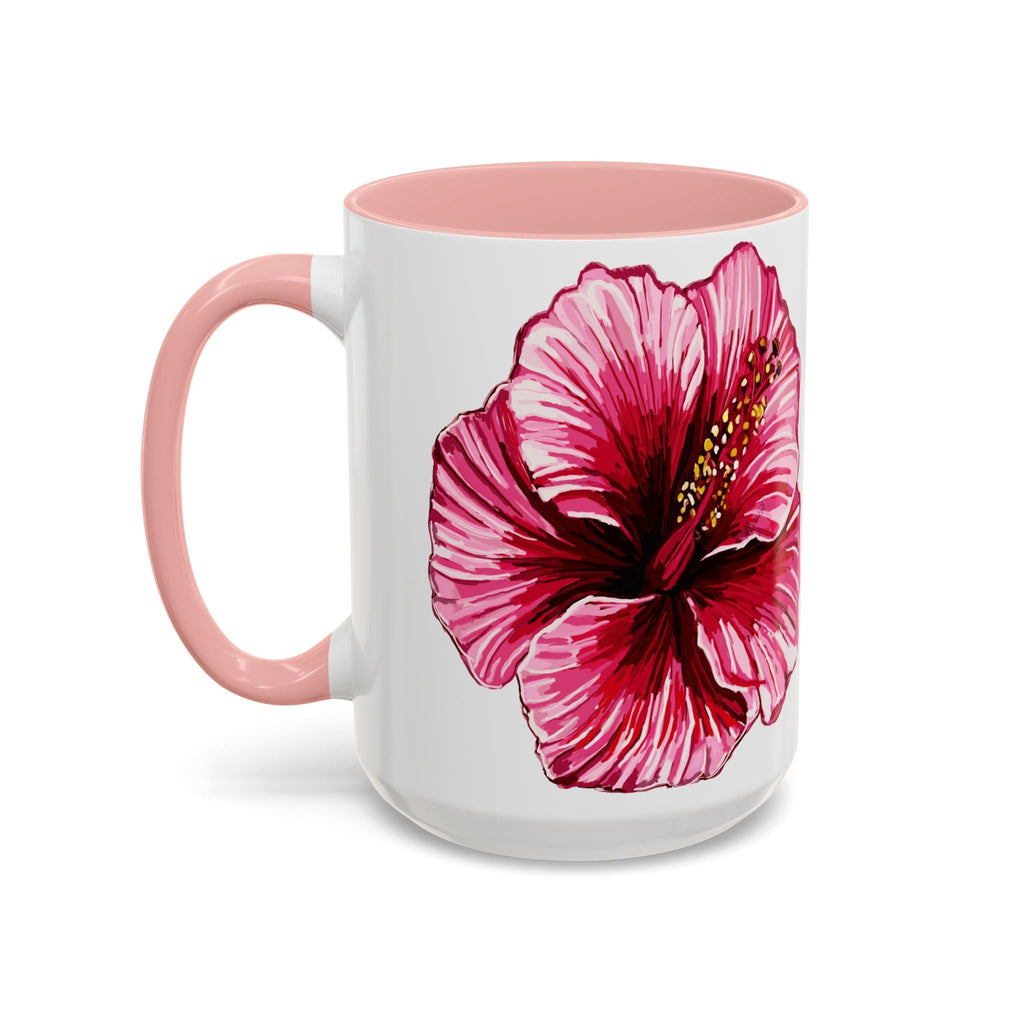 Hibiscus Floral Two Tone Ceramic Coffee Mugs - Blue Cava
