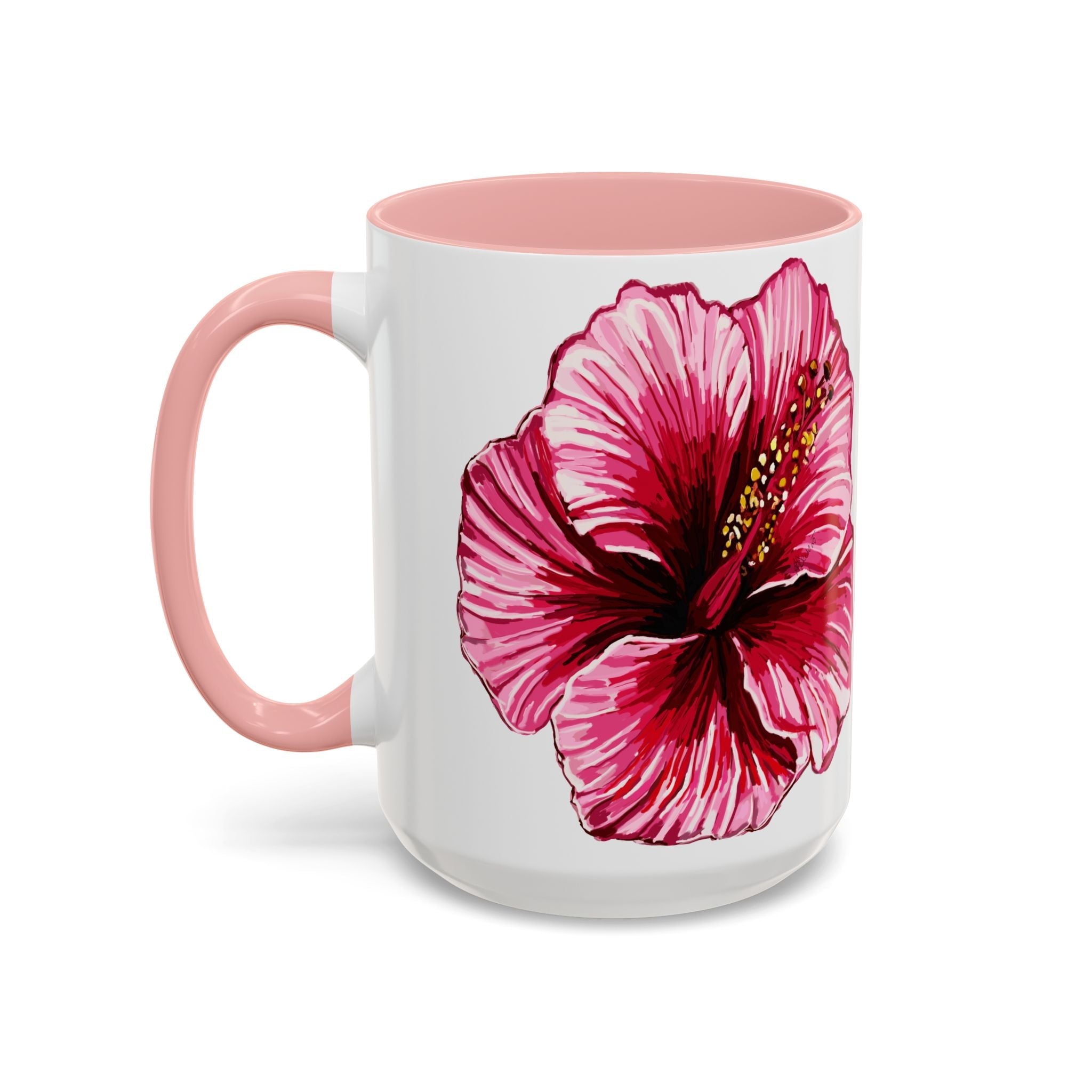 Hibiscus Floral Two Tone Ceramic Coffee Mugs - Blue Cava
