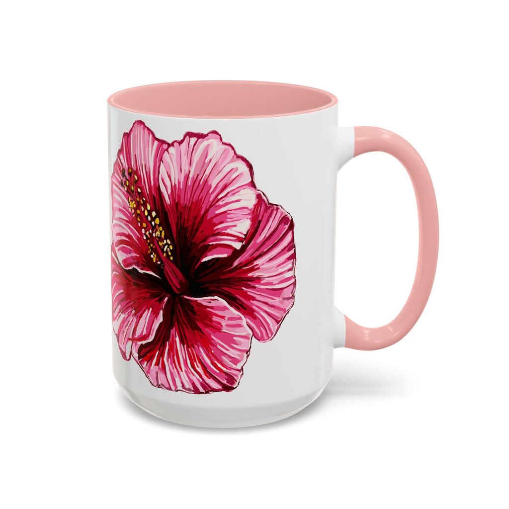 Hibiscus Floral Two Tone Ceramic Coffee Mugs - Blue Cava