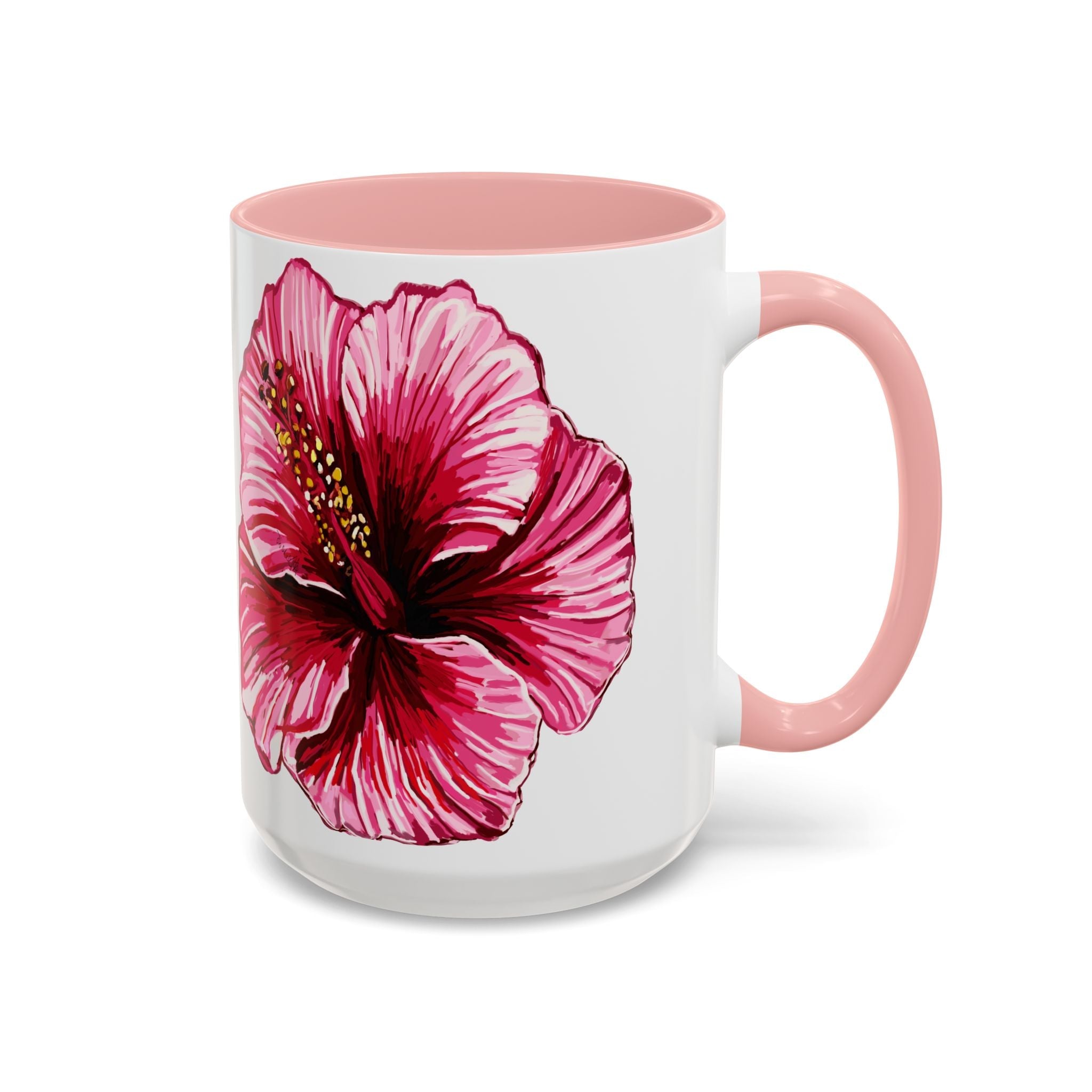 Hibiscus Floral Two Tone Ceramic Coffee Mugs - Blue Cava