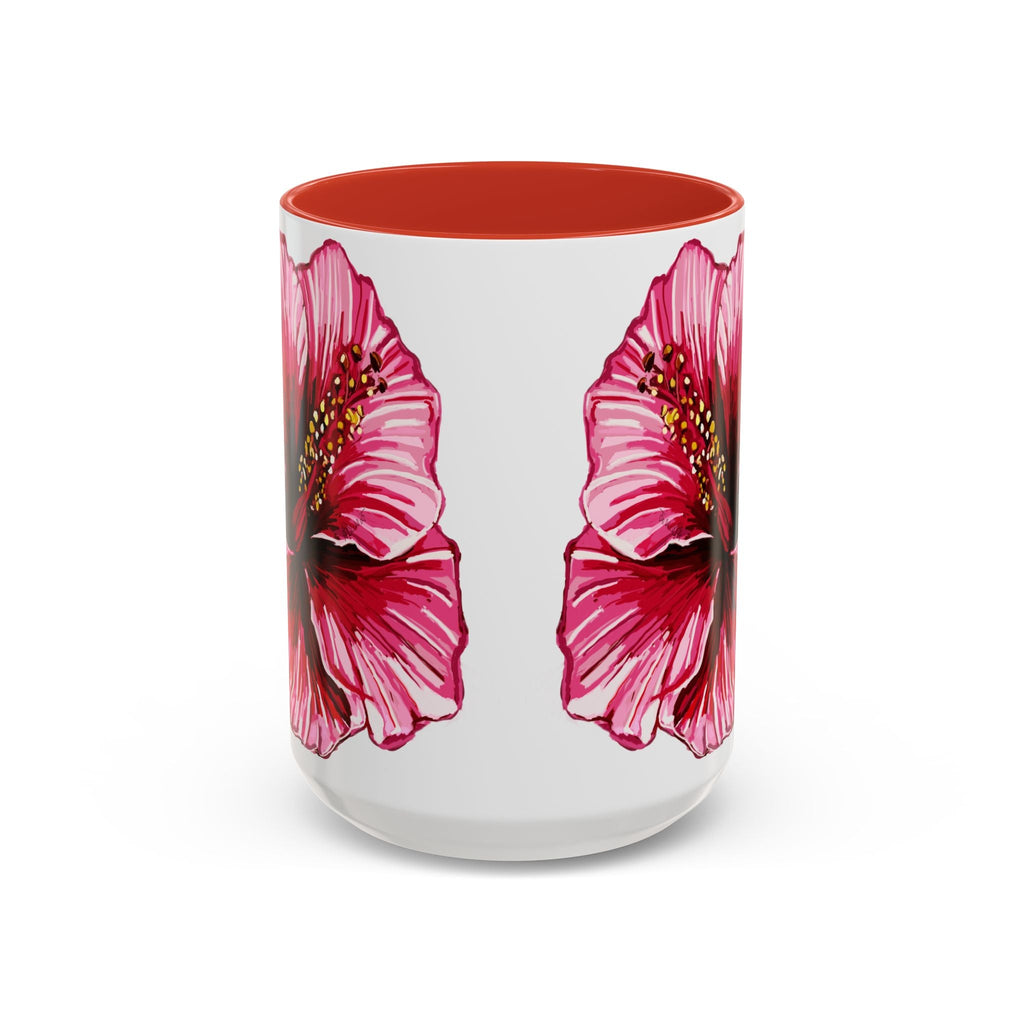 Hibiscus Floral Two Tone Ceramic Coffee Mugs - Blue Cava