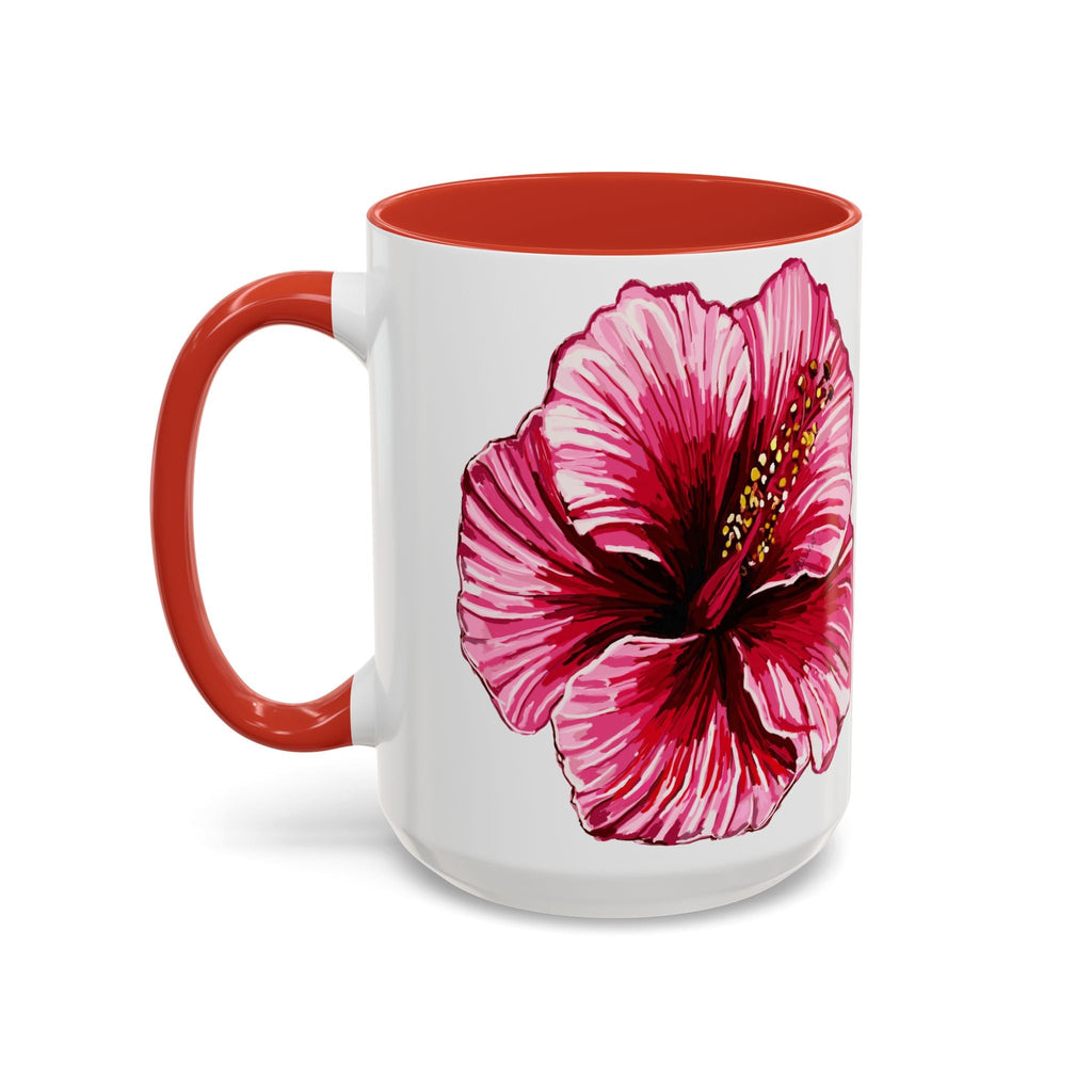 Hibiscus Floral Two Tone Ceramic Coffee Mugs - Blue Cava