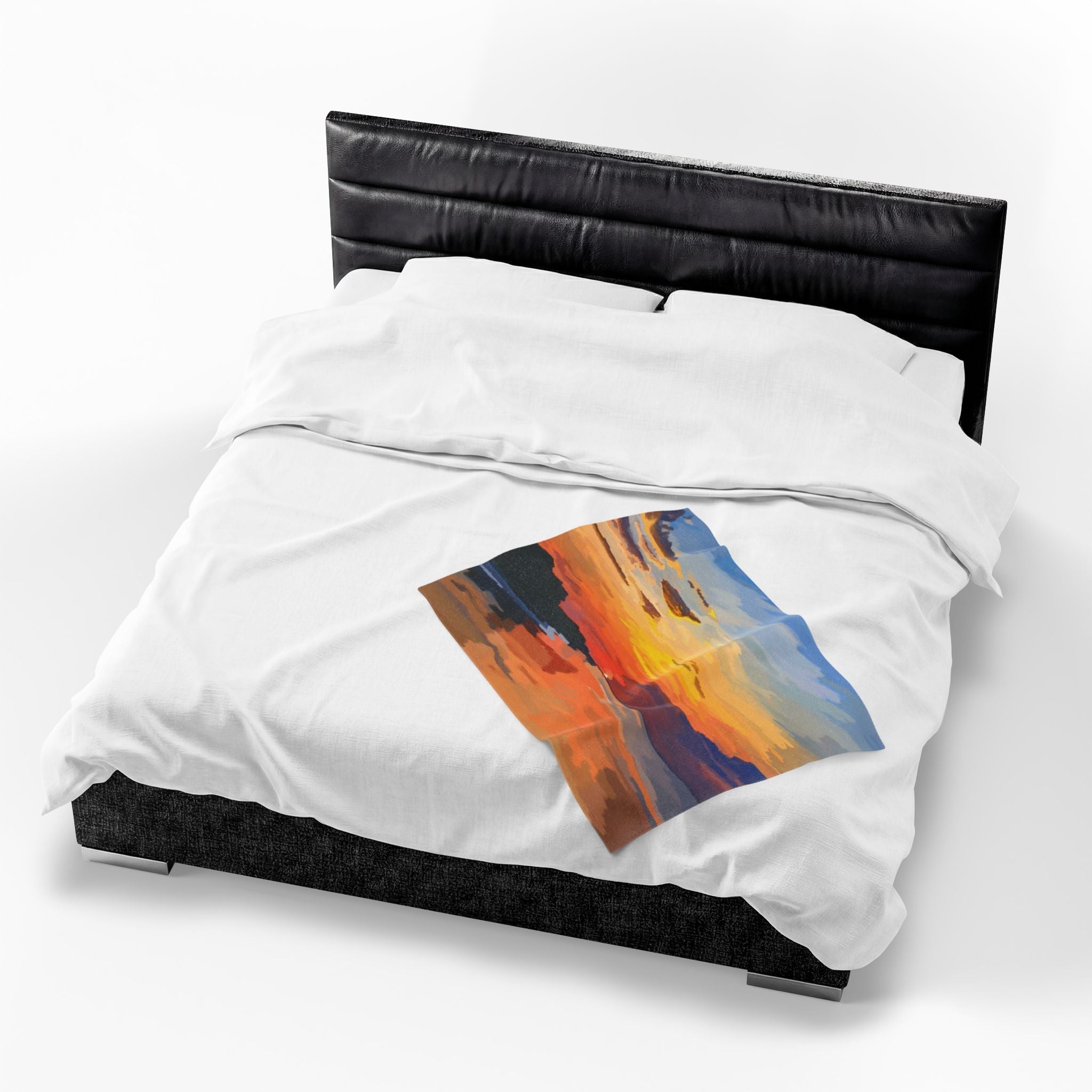 High Rock Lake Sunset Velveteen Plush Blankets - Blue Cava
