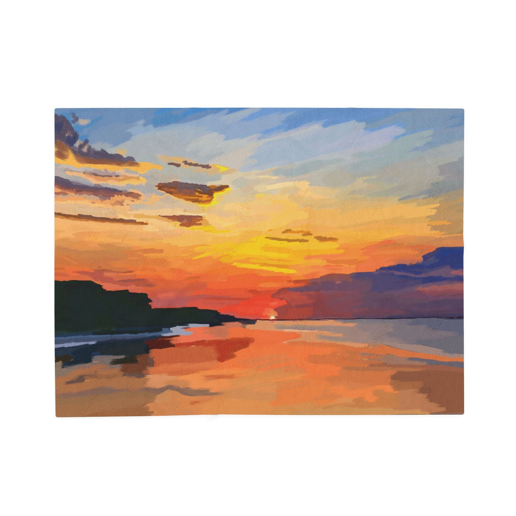 High Rock Lake Sunset Velveteen Plush Blankets - Blue Cava