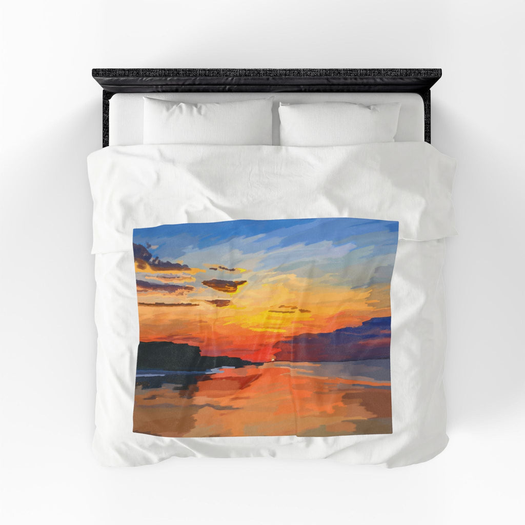 High Rock Lake Sunset Velveteen Plush Blankets - Blue Cava