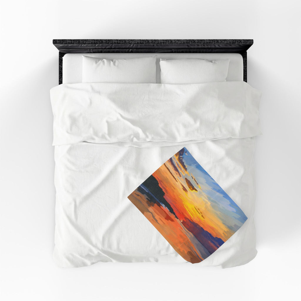 High Rock Lake Sunset Velveteen Plush Blankets - Blue Cava