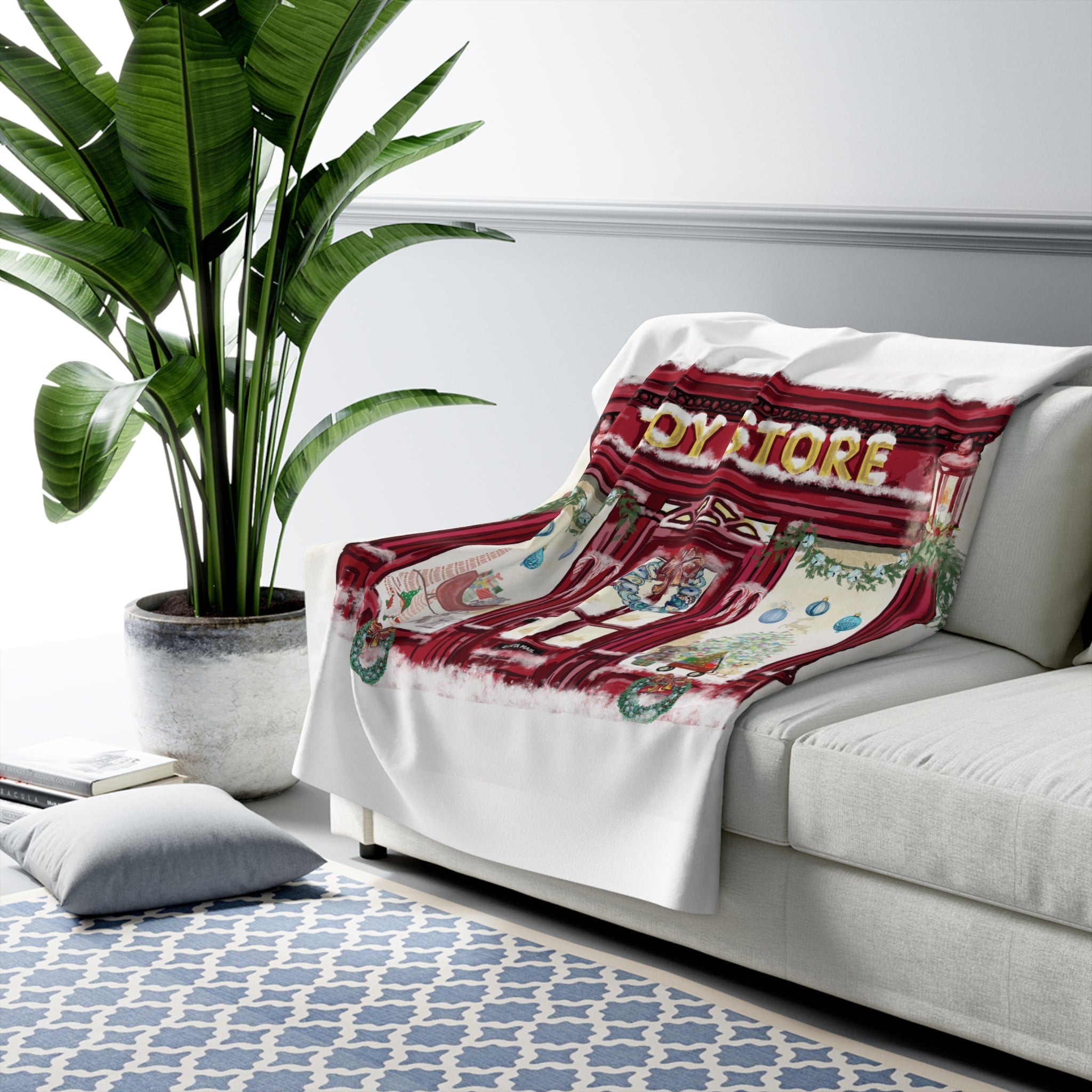 Holiday Toy Store Sherpa Fleece Blanket - Blue Cava