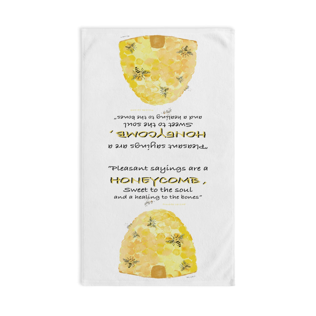 Honeycomb Bee Cotton Hand Towel - Blue Cava