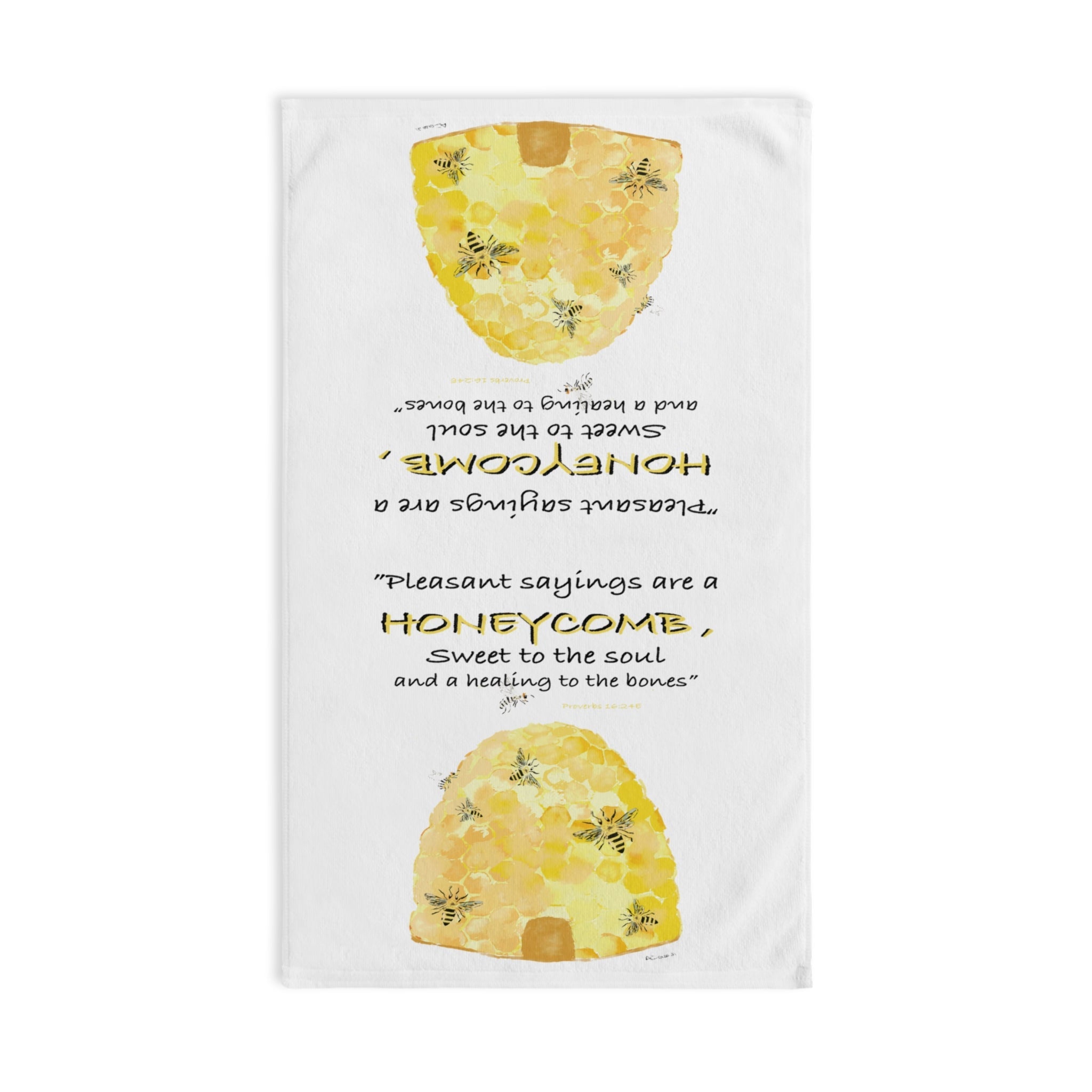 Honeycomb Bee Cotton Hand Towel - Blue Cava