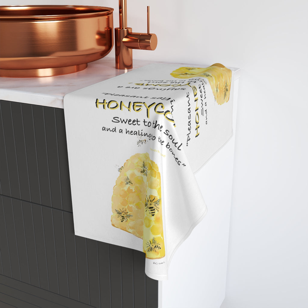 Honeycomb Bee Cotton Hand Towel - Blue Cava