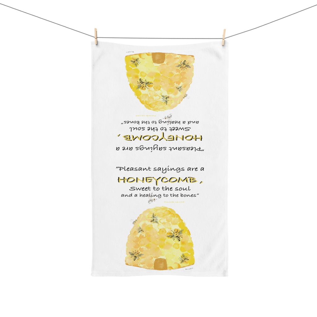 Honeycomb Bee Cotton Hand Towel - Blue Cava