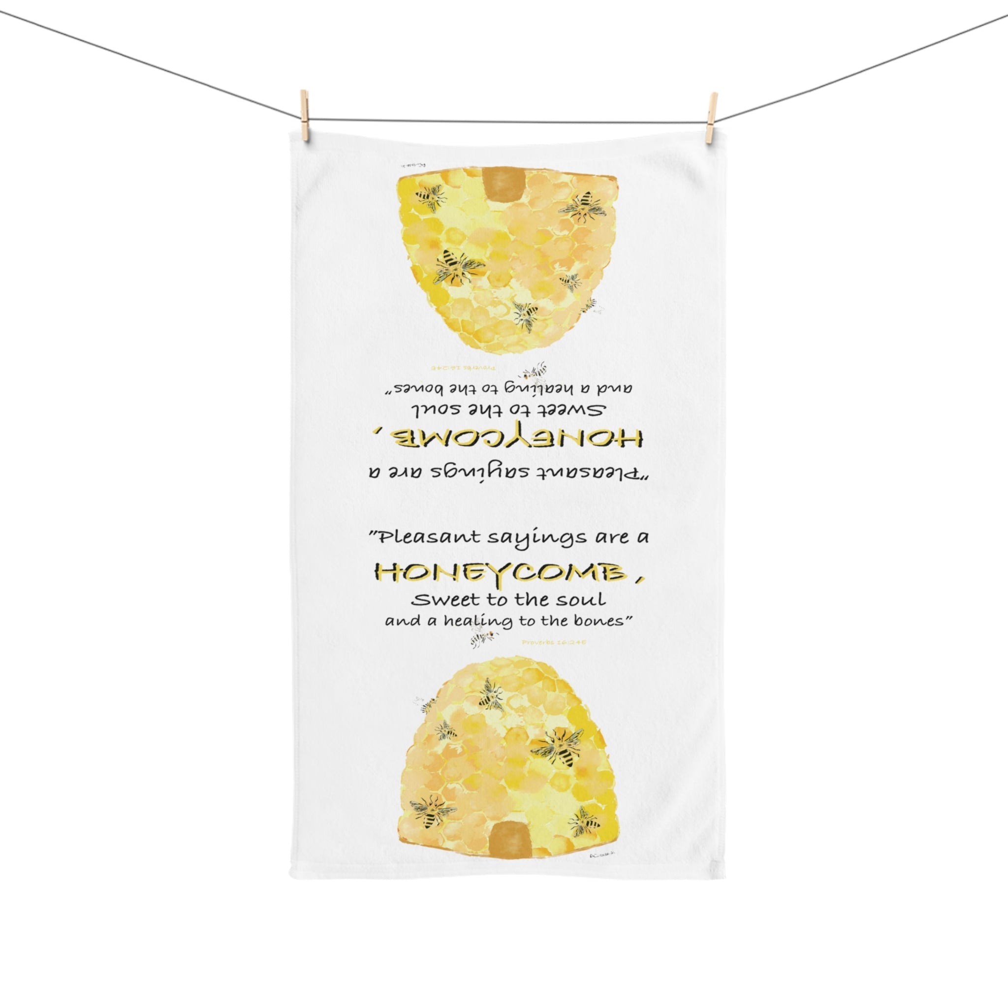 Honeycomb Bee Cotton Hand Towel - Blue Cava