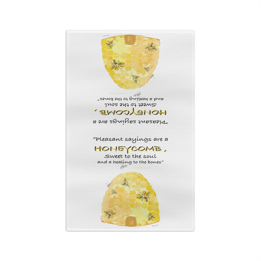 Honeycomb Bee Microfiber Waffle Kitchen Towel - Blue Cava