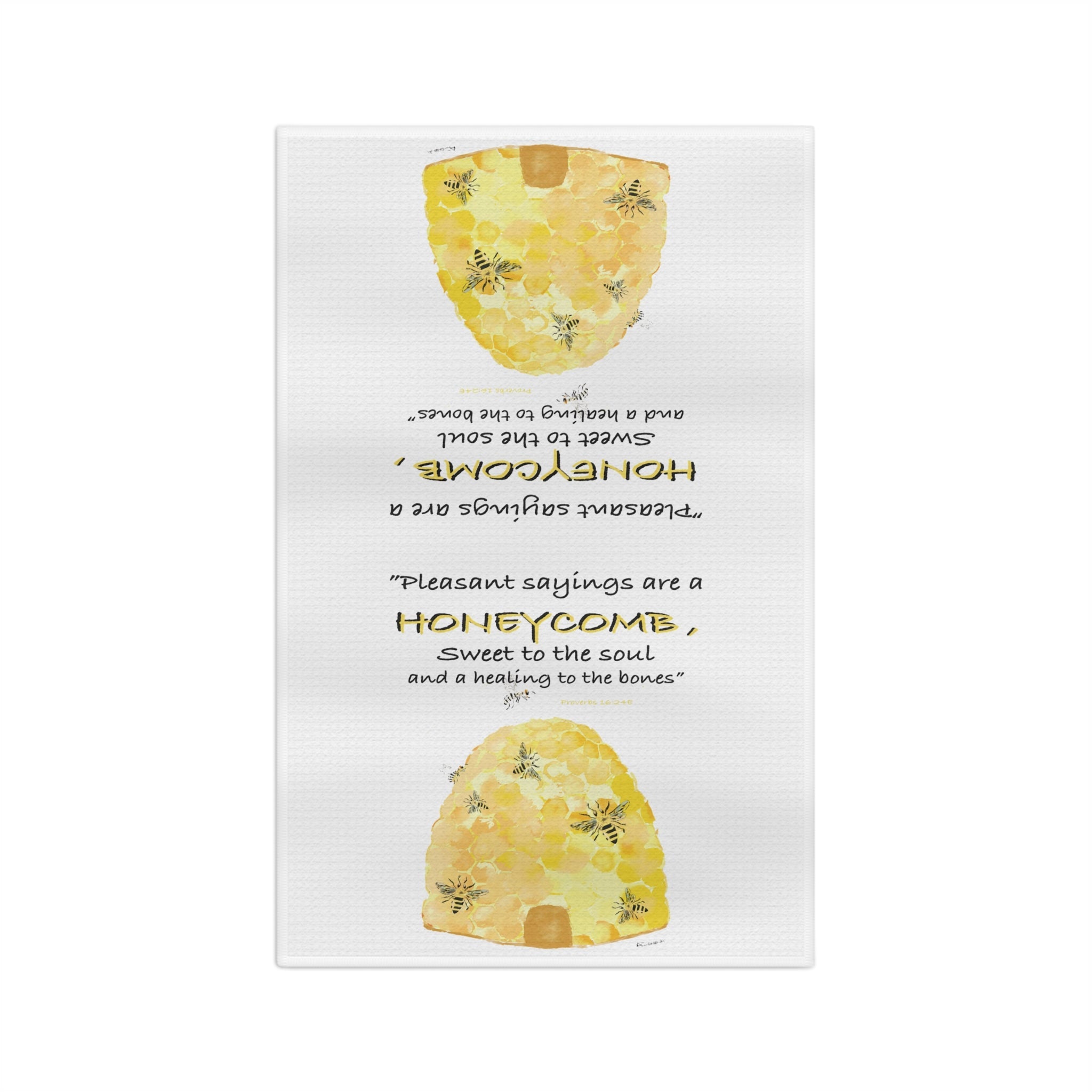 Honeycomb Bee Microfiber Waffle Kitchen Towel - Blue Cava