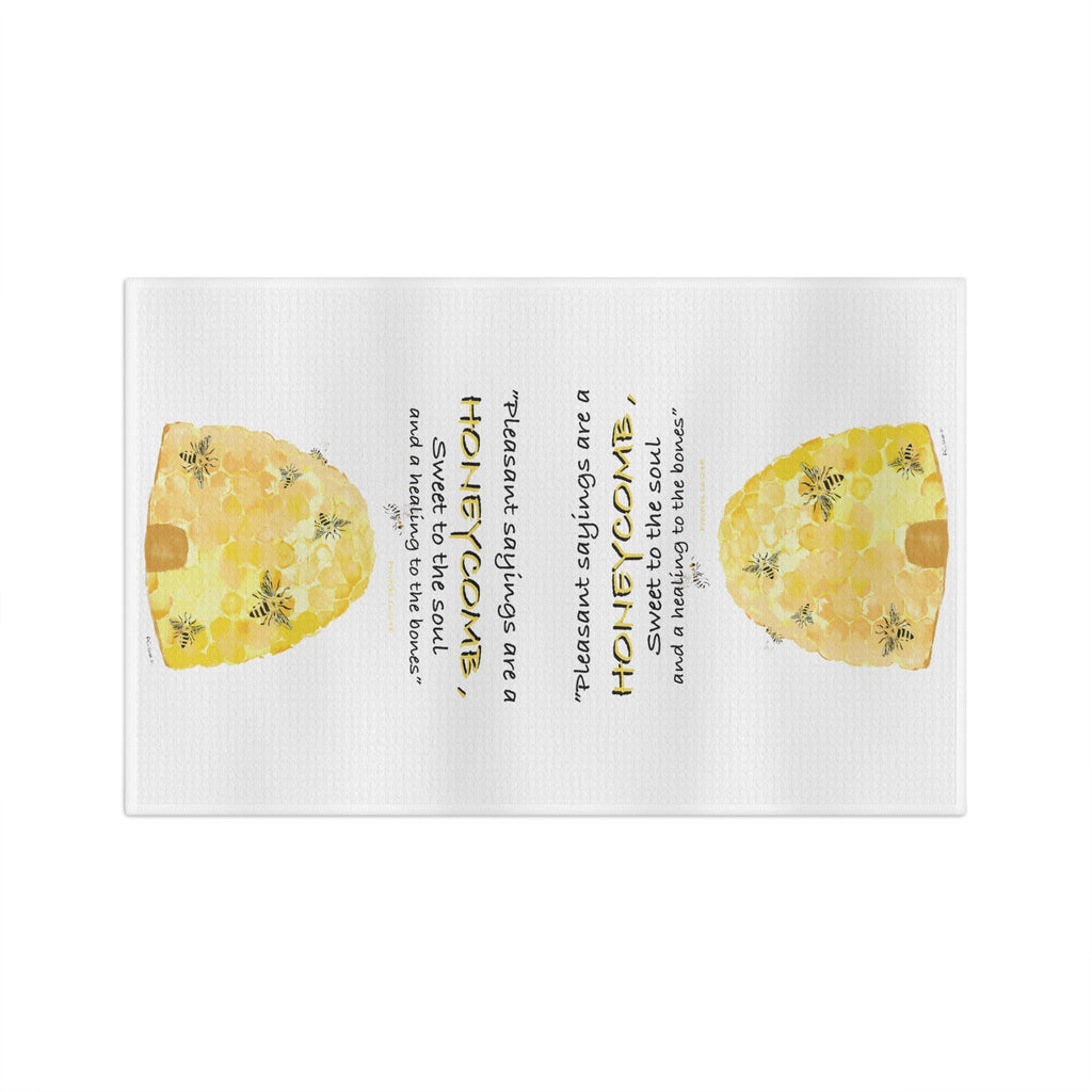 Honeycomb Bee Microfiber Waffle Kitchen Towel - Blue Cava