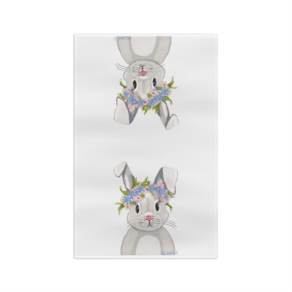 Hops A Lot Bunny Microfiber Waffle Kitchen Towel - Blue Cava