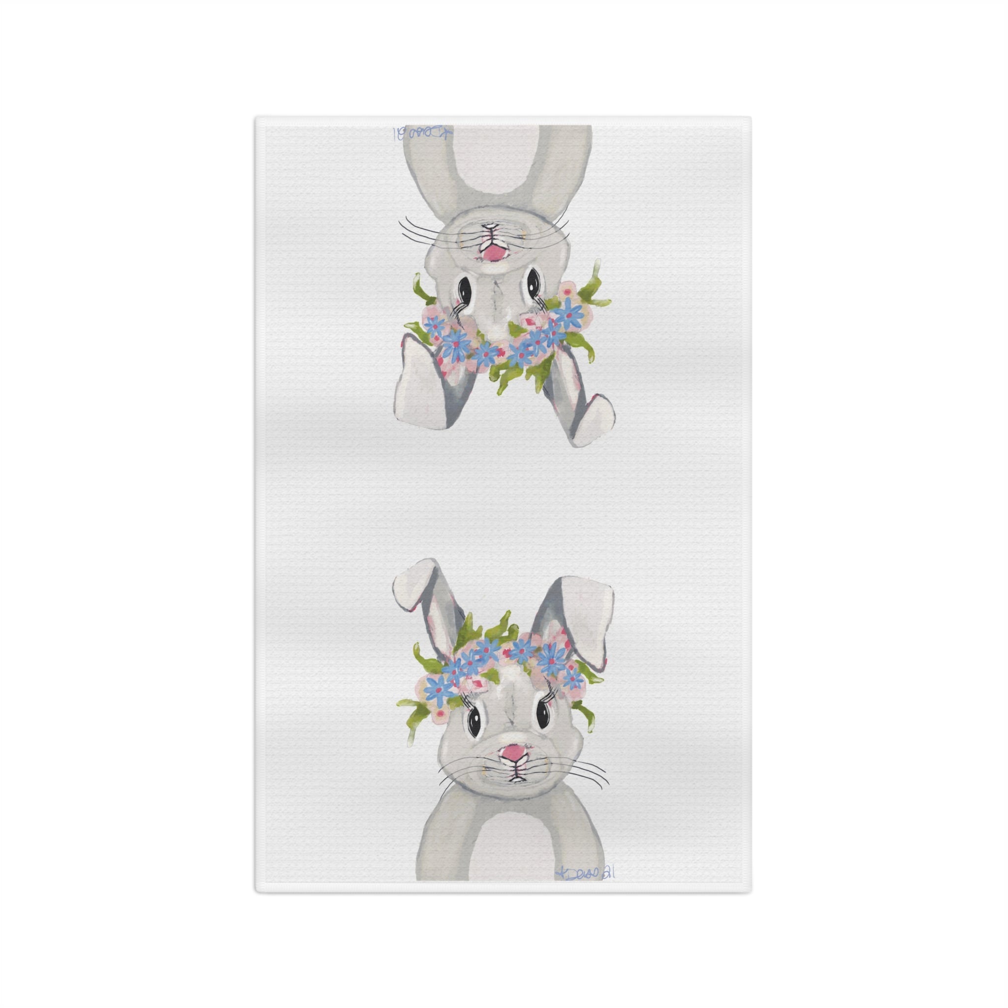 Hops A Lot Bunny Microfiber Waffle Kitchen Towel - Blue Cava