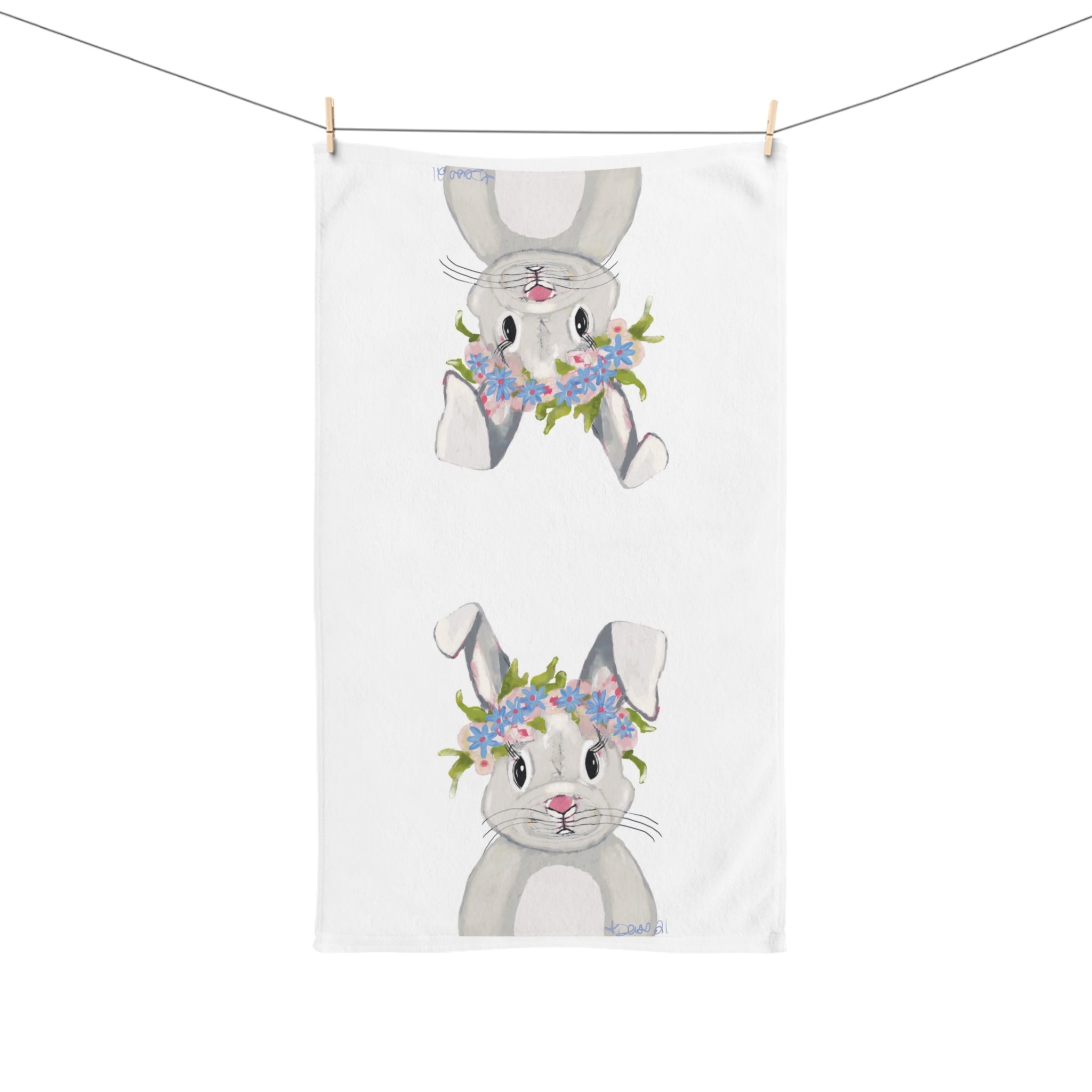 Hops A Lot Cotton Hand Towel - Blue Cava