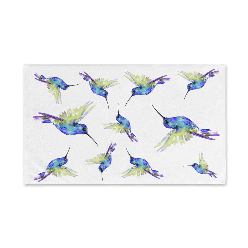 Hummingbird Cotton Hand Towel - Blue Cava