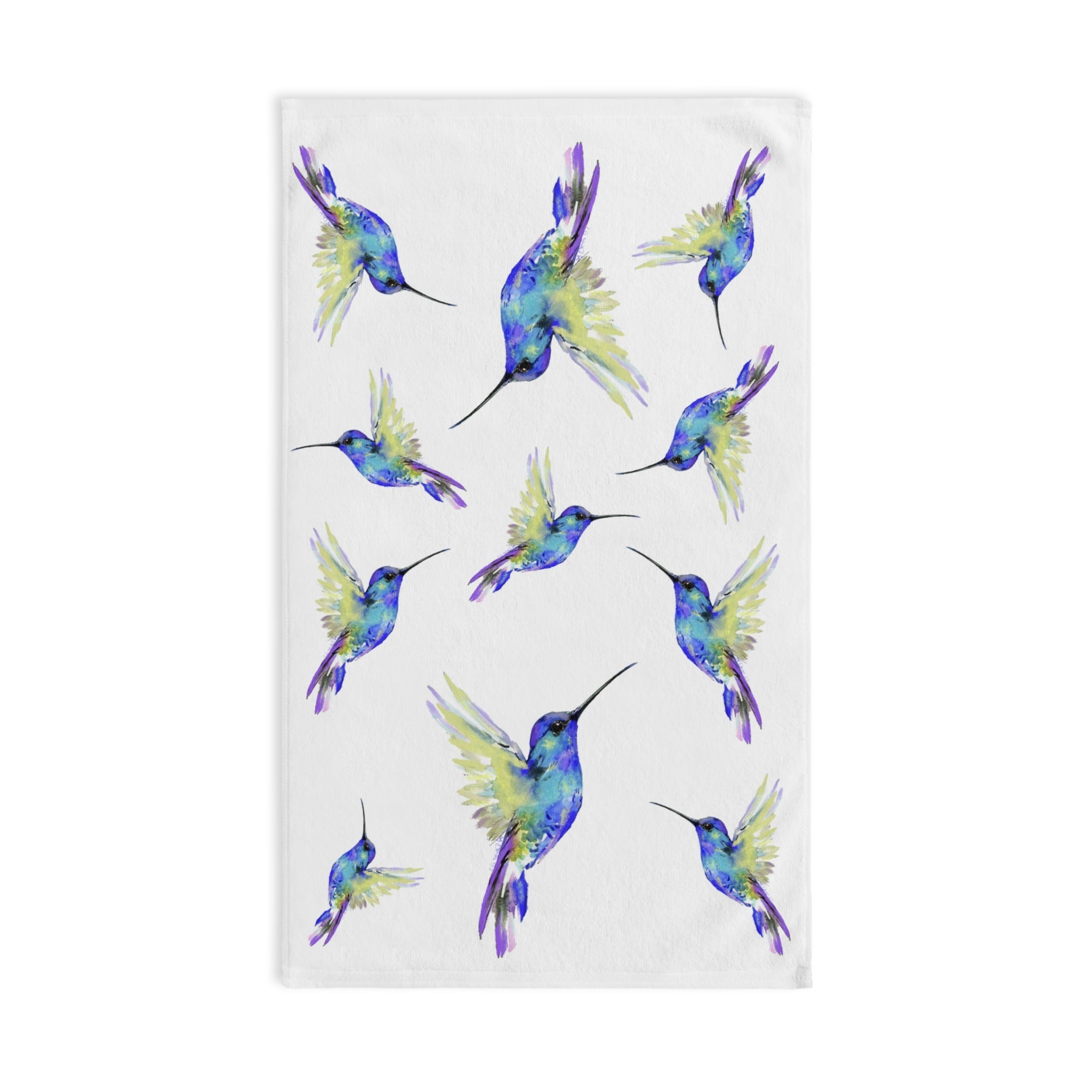 Hummingbird Cotton Hand Towel - Blue Cava