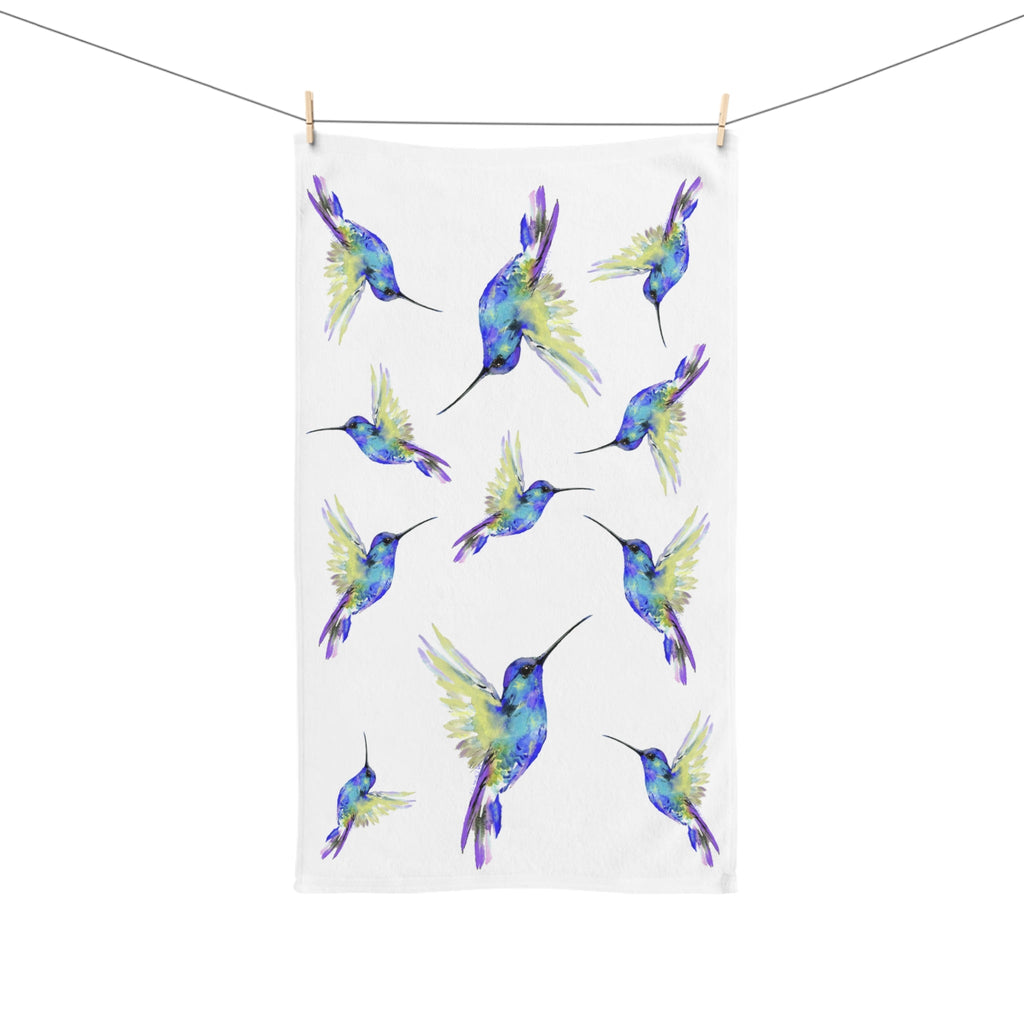 Hummingbird Cotton Hand Towel - Blue Cava