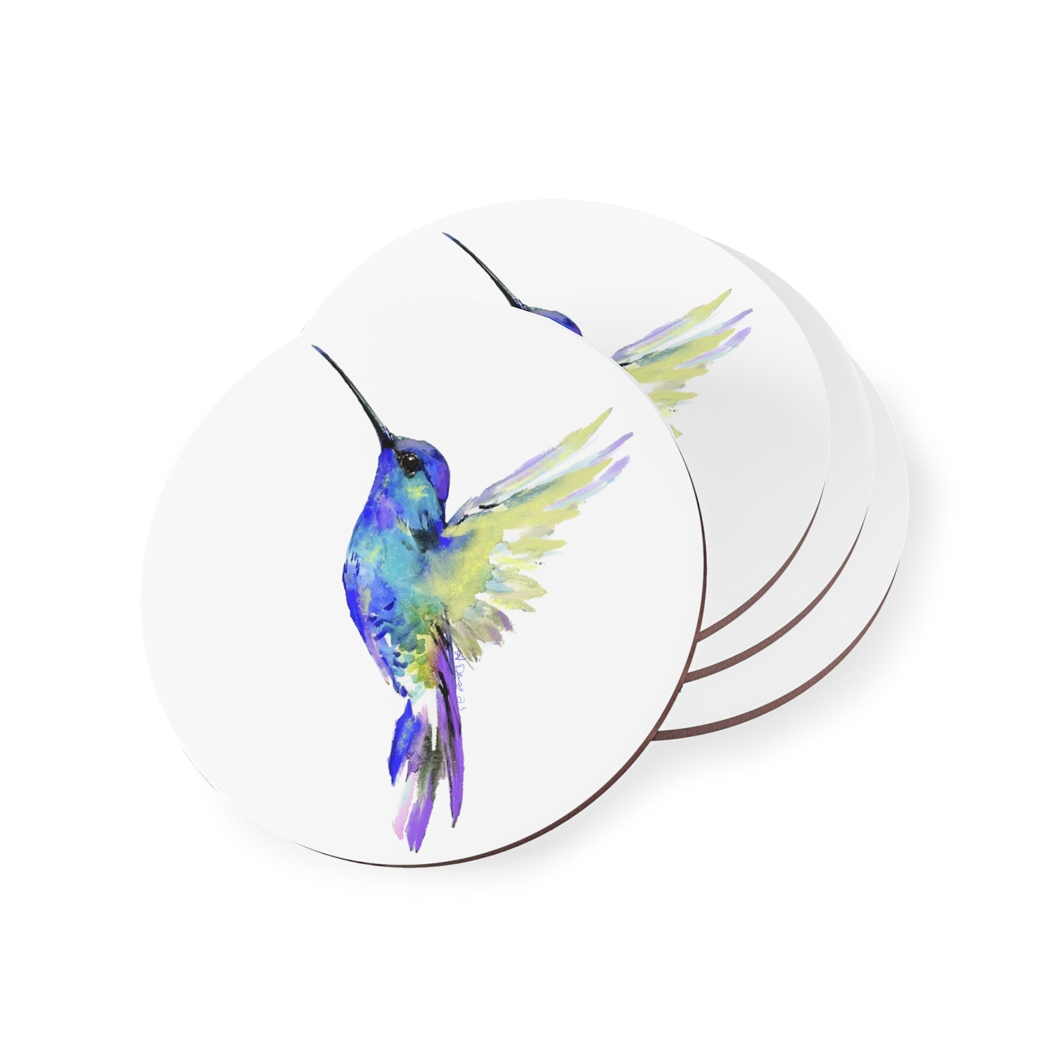 Hummingbird "Flossie" Coaster sets - Round and square - Blue Cava