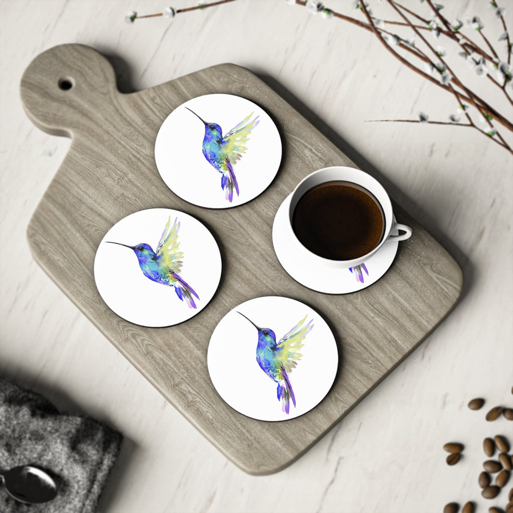 Hummingbird "Flossie" Coaster sets - Round and square - Blue Cava