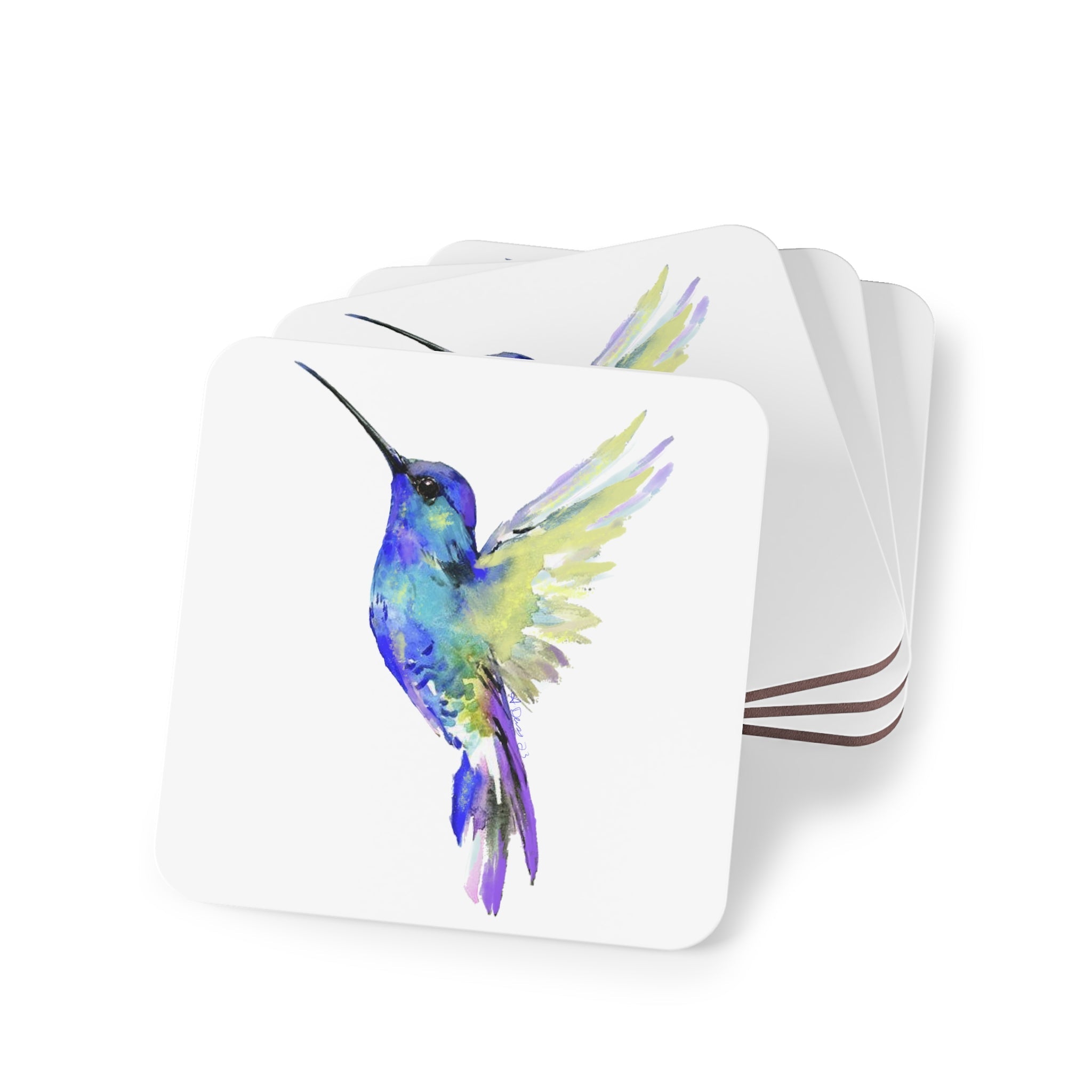 Hummingbird "Flossie" Coaster sets - Round and square - Blue Cava