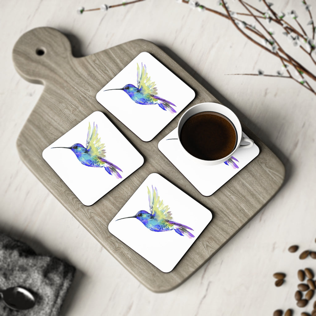 Hummingbird "Flossie" Coaster sets - Round and square - Blue Cava
